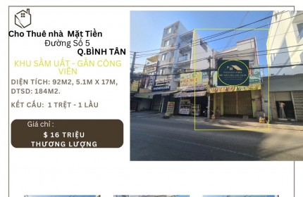 Cho thuê nhà Mặt Tiền Đường số5 92m2, 1 LẦU, 16 triệu